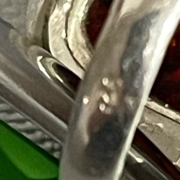 Vintage Modernist 925 Sterling Silver Large Amber Domed Ring - Sz 8 - Picture 8 of 9